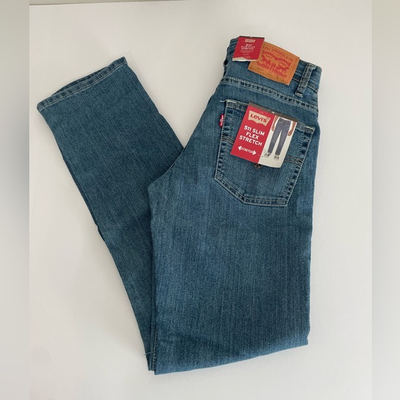 Levi's Youth Boys 511 Jeans Slim Flex Stretch Medium Wash Size 16 New w Tags - Picture 1 of 9